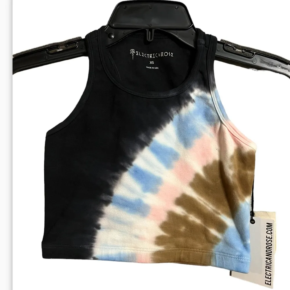495. Electric & Rose tie dye sports bra XS, black with multi color - Image 2