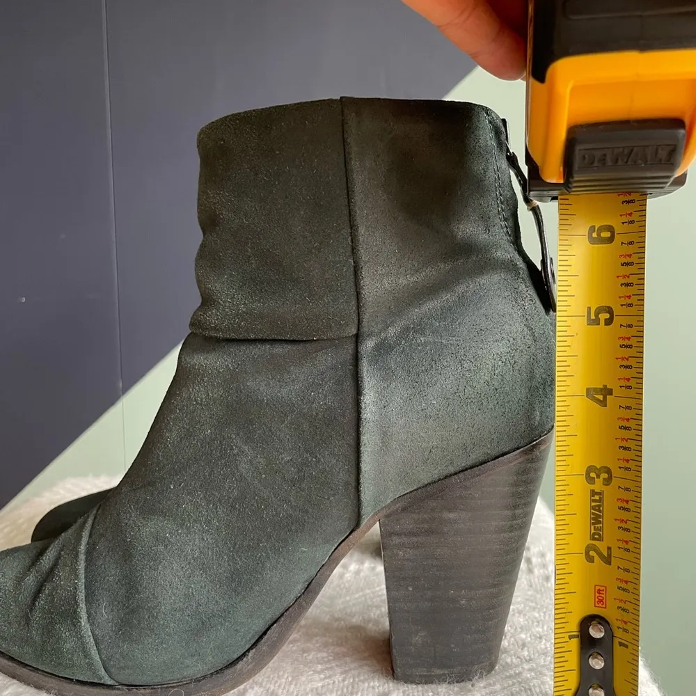 Rag & Bone Dark Green Nubuck Stacked Heel Ankle Boot, Sz 37/US 6.5-7, VGUC - Image 8