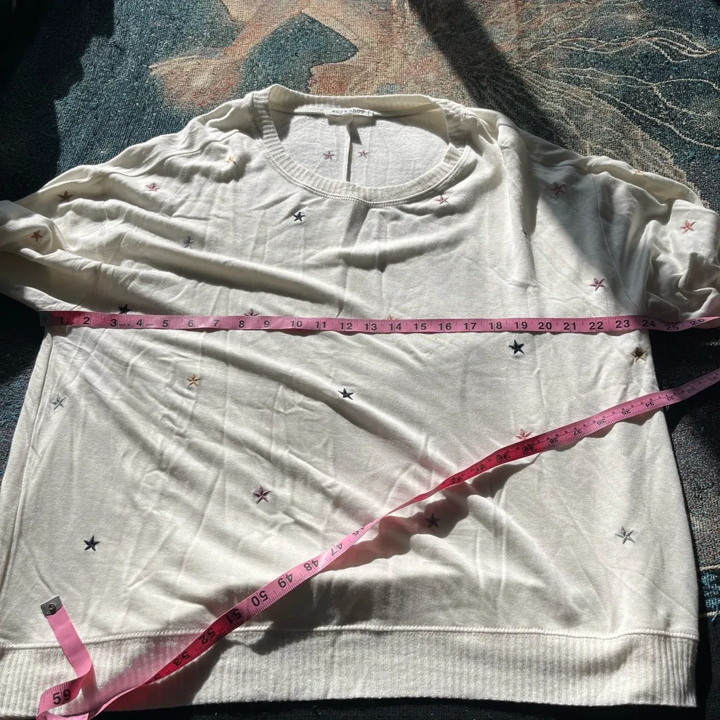 Workshop Women’s XL White Pullover Star Print Long Sleeve Lightweight Loose Top - Image 12