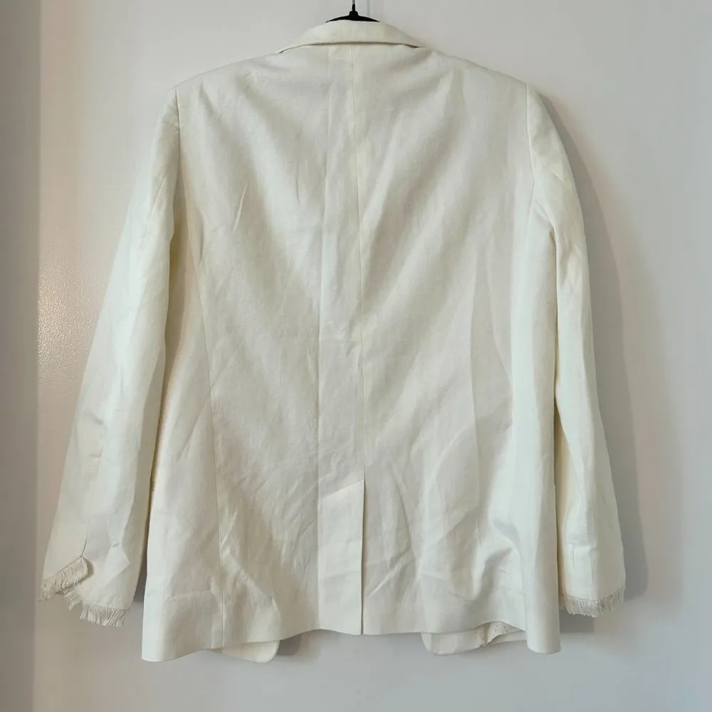 Zadig & Voltaire Volly Frange Ivory Open Front Blazer Jacket Size 36 - Image 11