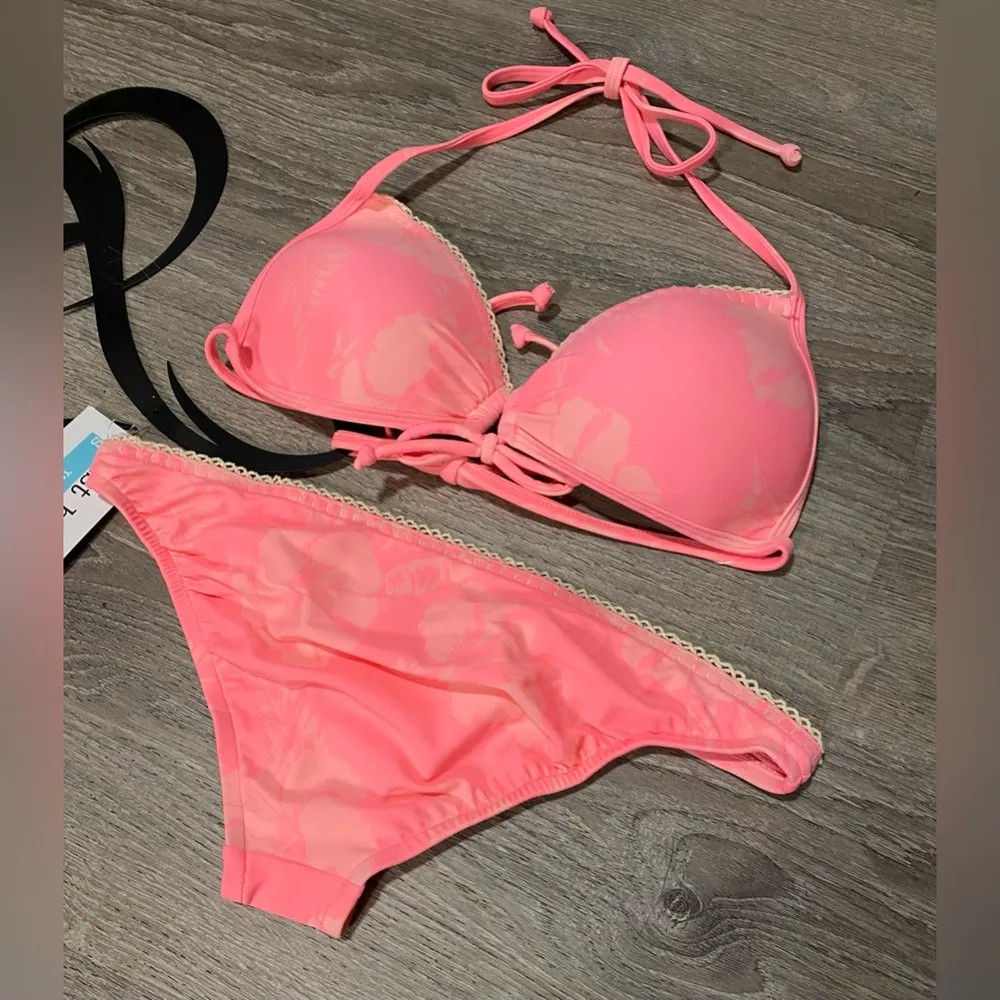 NWT Push Up Just Beach Cheeky Pink Two Piece Bikini Swim | Bathing Suit Size M - Image 2