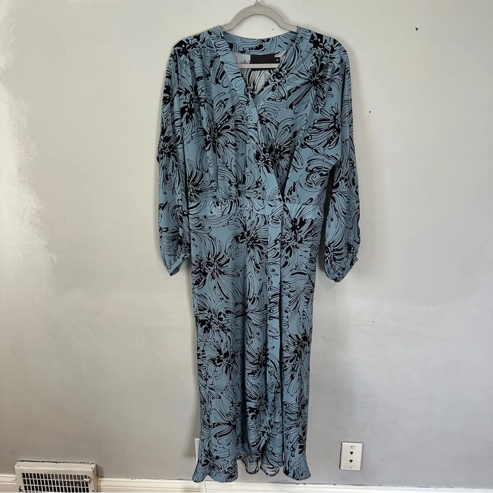 No. 6 Store Berta Wrap Dress Silk Floral Blue Size L - Image 2