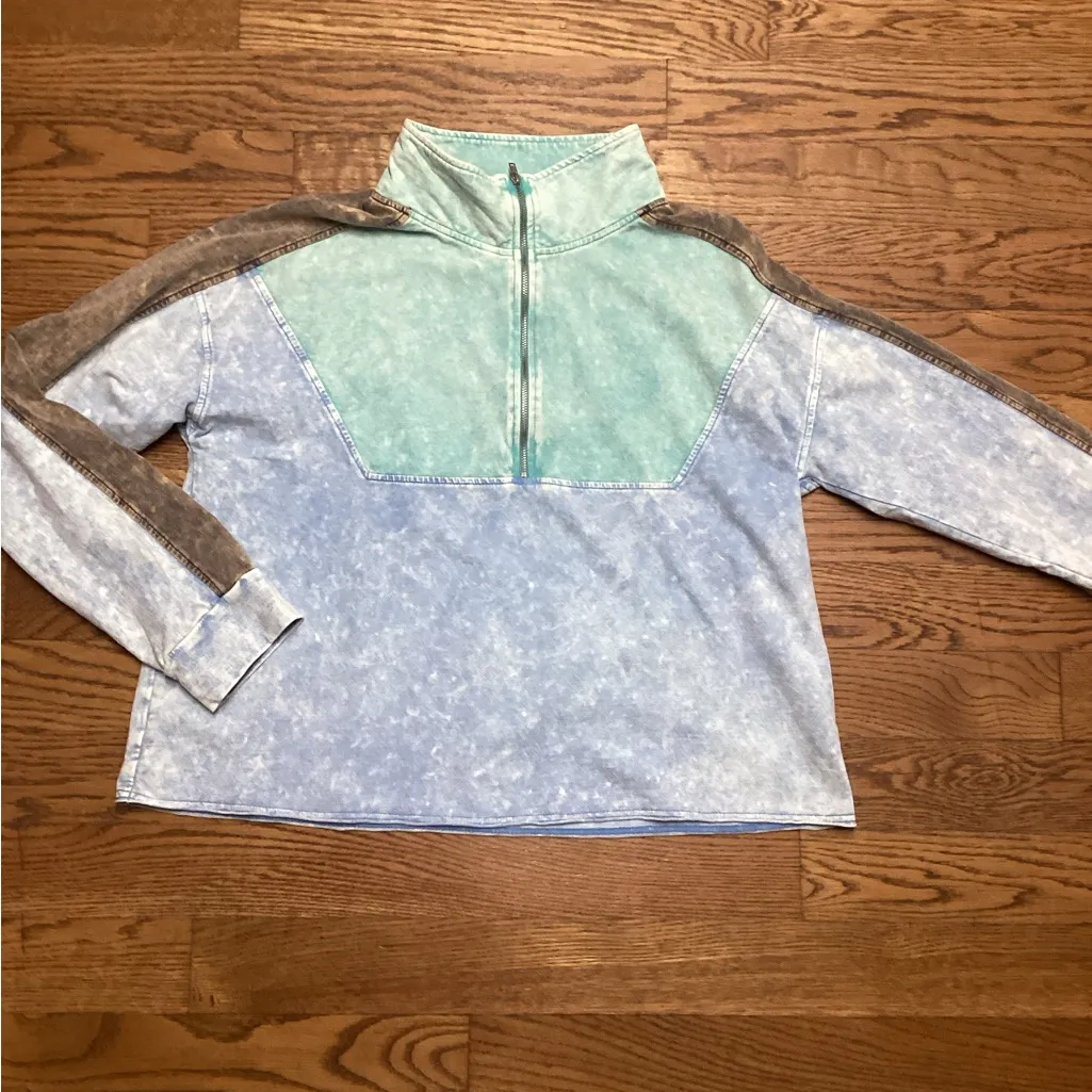 Mystree Color Block Terry Pullover. Size Large - Image 4