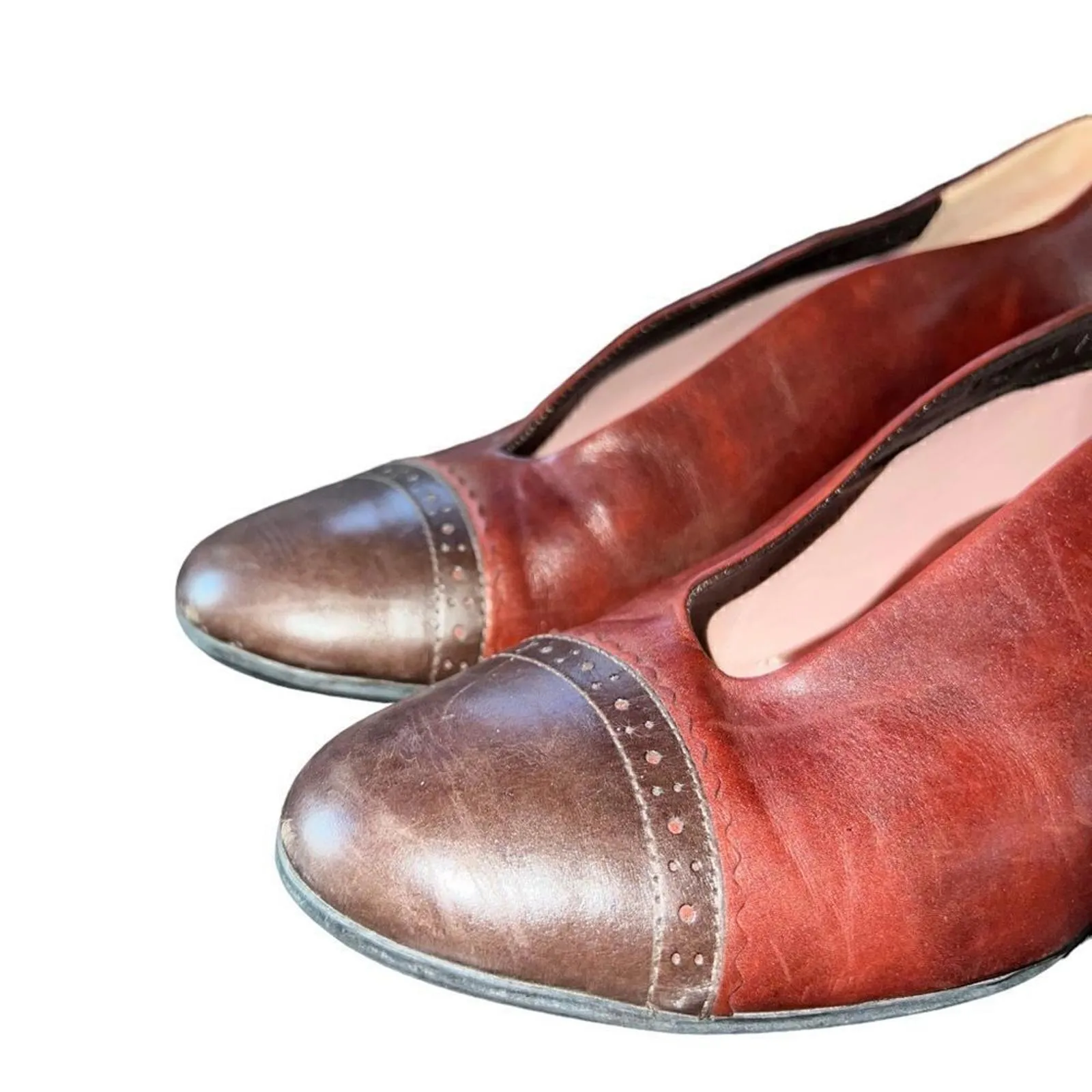 BeautiFeel gorgeous two tone brown leather pumps with low heel EU size 40/US 9 - Image 3