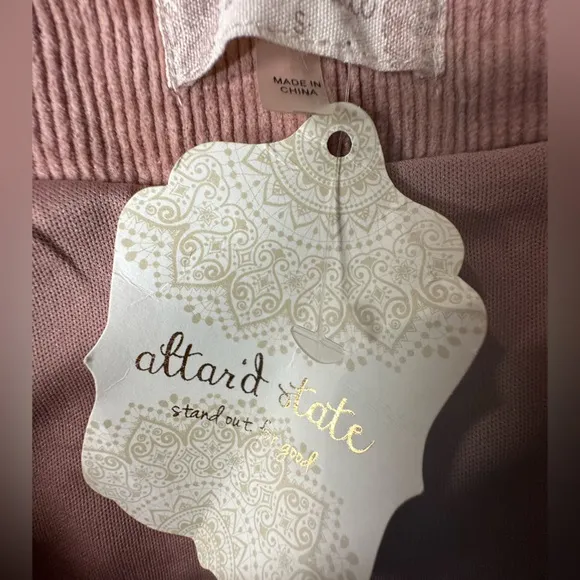 Altar'd State Sophia Mini Skirt Pink Corduroy‎ Scalloped Hem Lined Size S NWT - Image 7
