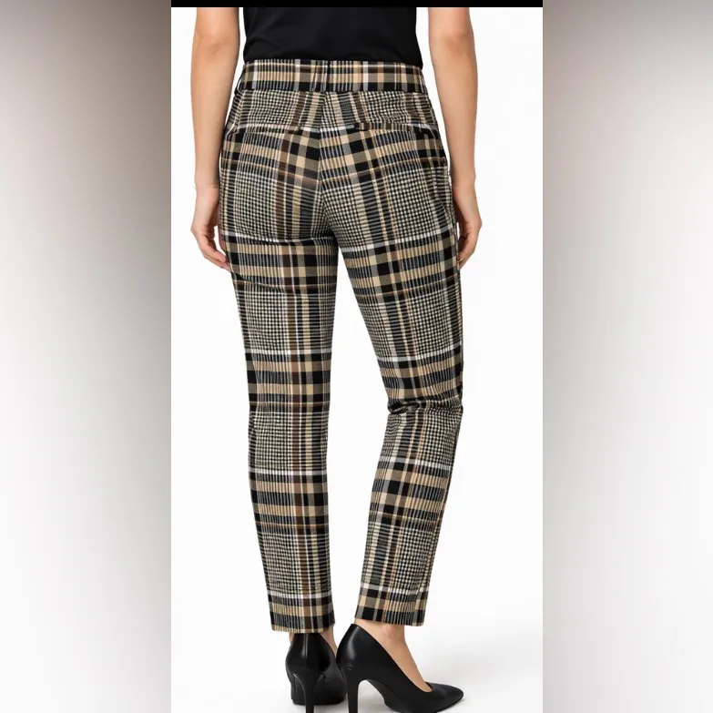 H&M Women’s Plaid Skinny Pants Neutral Check Print Size 6(A281) - Image 3