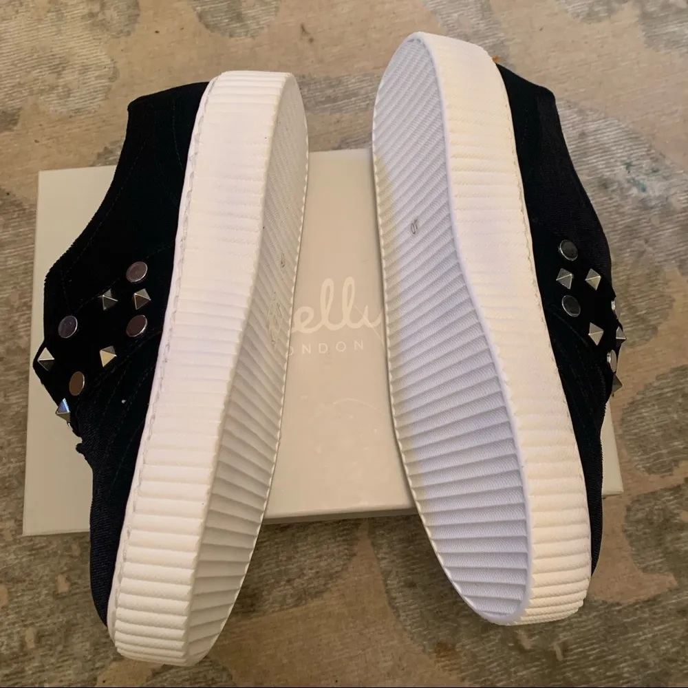 Shellys London Elsie Platform Sneaker Stud 40 9.5 Velvet Black - Image 9