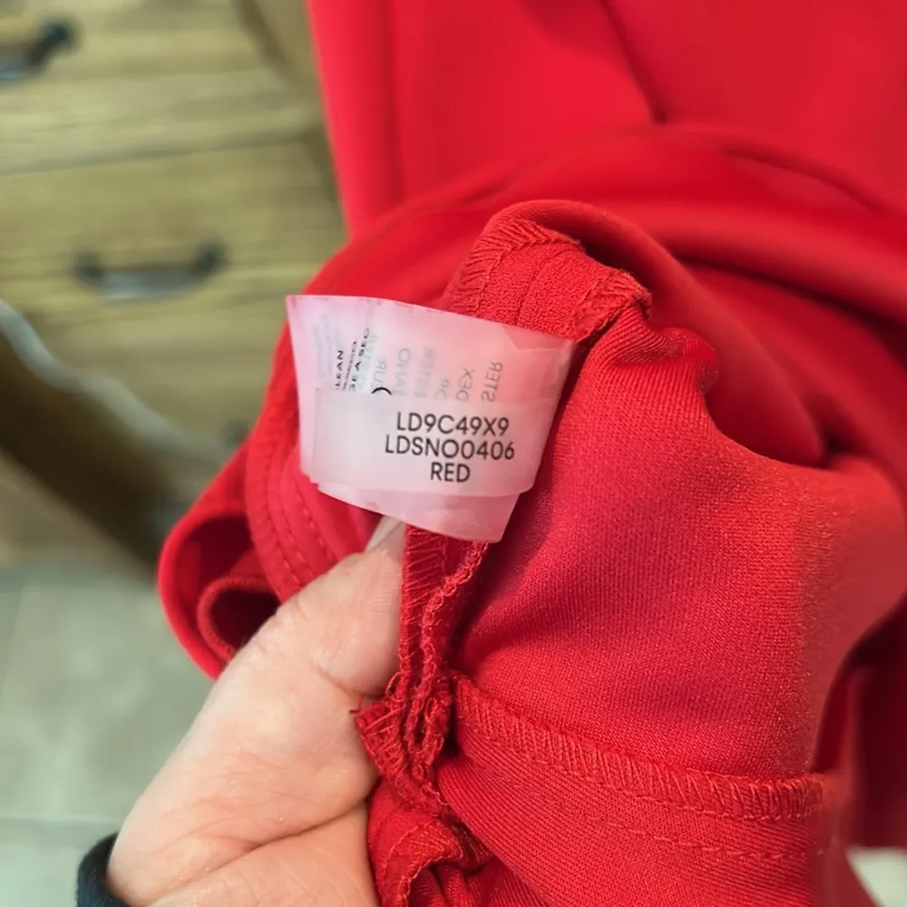 Karl Lagerfeld Paris Cherry Red Ruffle Cap Sleeve Sheath Dress women’s size 10 - Image 5