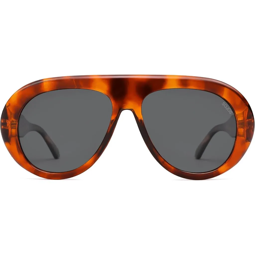 Women's Orange Tortoise/Grey Men Retro Vintage 70s Style UV Protection - Image 2