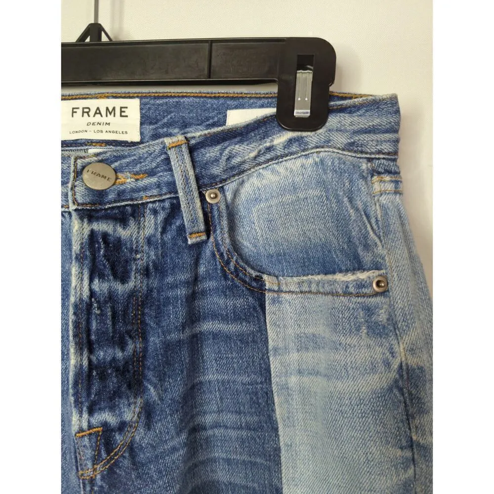 Frame Denim Nouveau Le Mix‎ Jeans Colorblocked Distressed Cropped Size 26 - Image 7