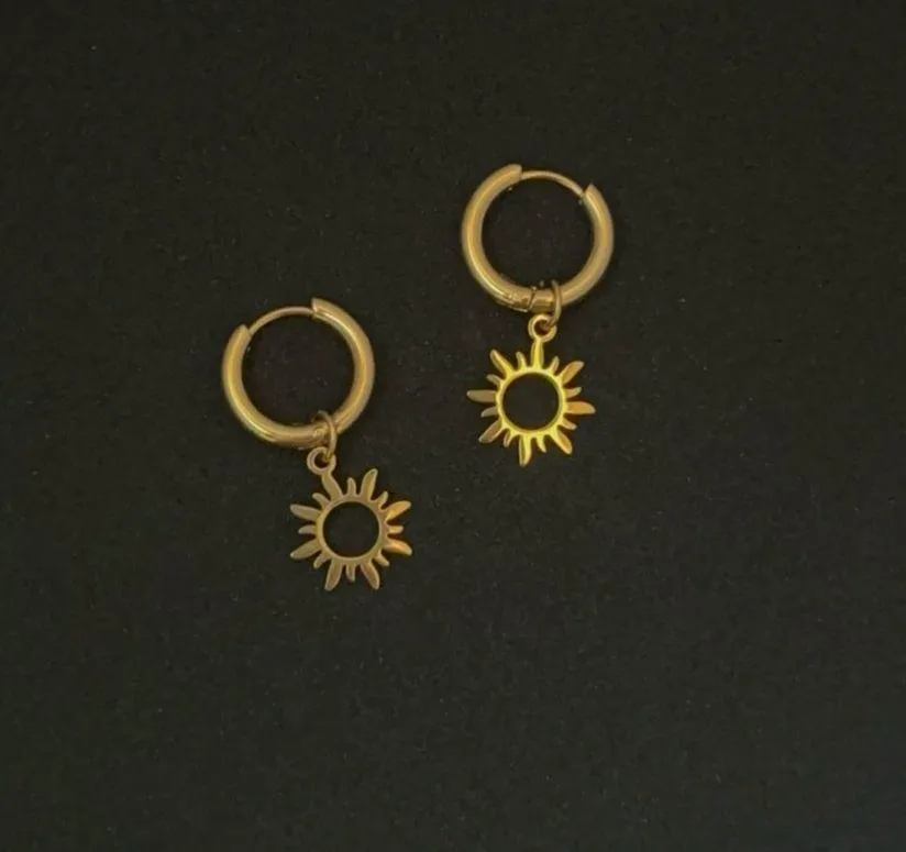 18K Gold Plated Sun Dangle Drop Earrings for Women - Image 2