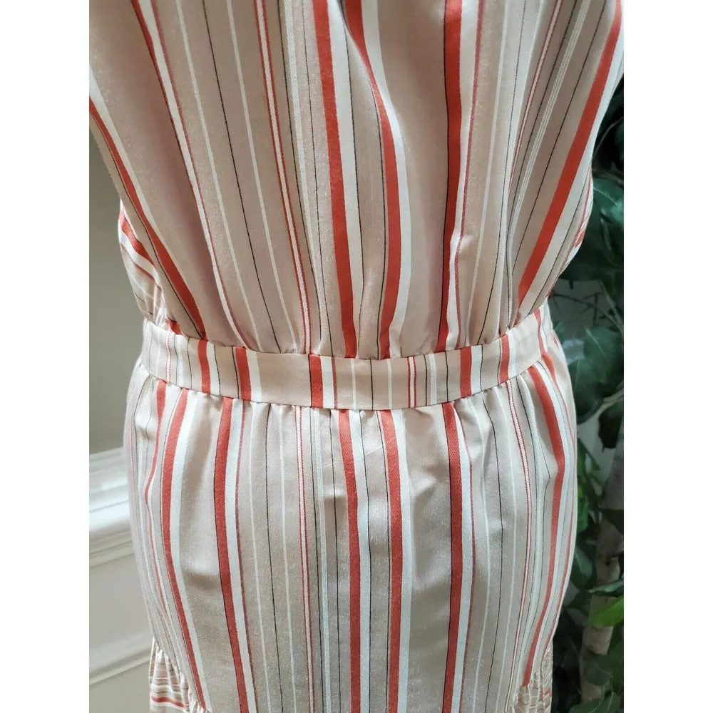 Kaari Blue Women's Pink Striped Rayon Halter Neck Sleeveless Knee Length Dress L - Image 3