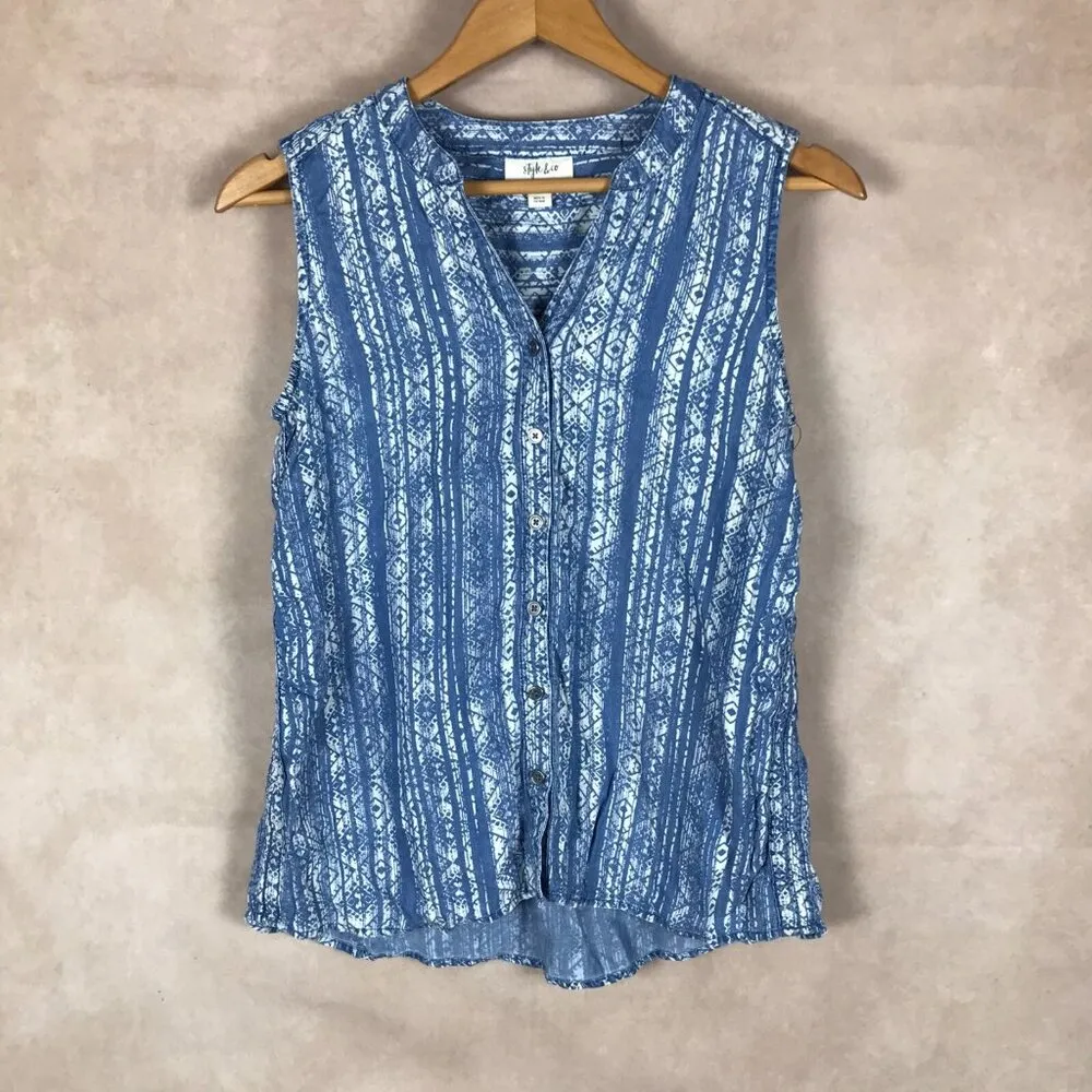 Style & Co. Sleeveless Button-down Shirt NWT P/S - Image 4