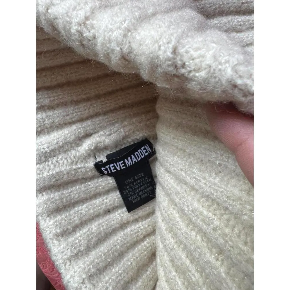 Steve Madden Cozy Knit Beanie - Cream - Image 4