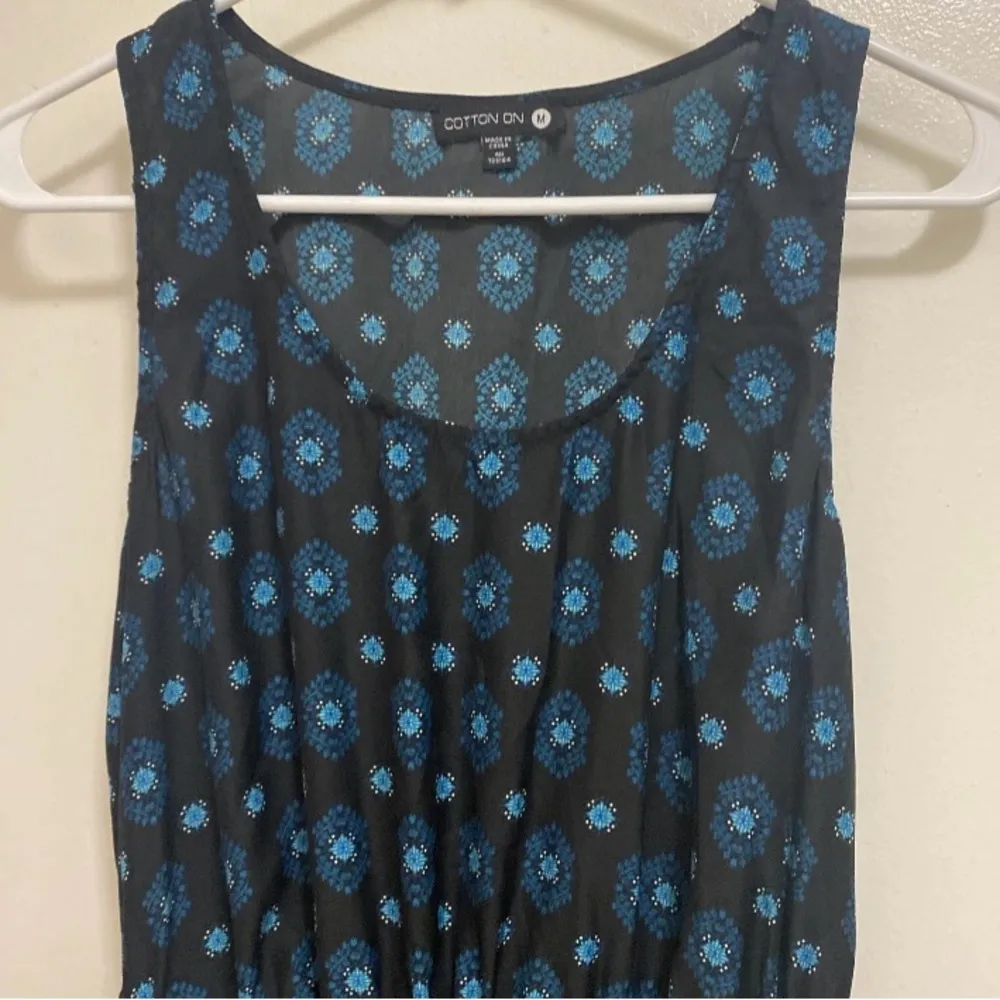 Cotton On Juniors Dress Tank Top Style M Medium Black & Blue Knee Length Midi - Image 2