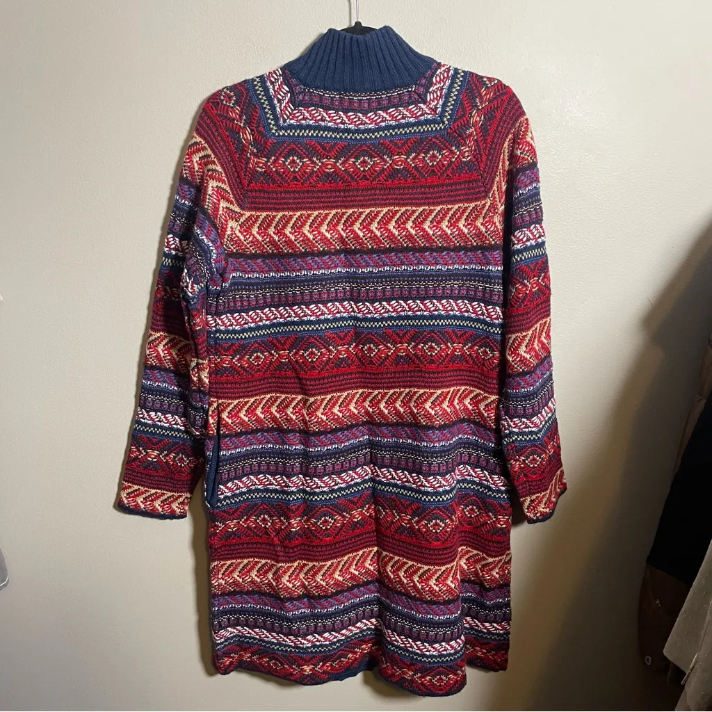 St. John's Bay knit long cardigan sweater red blue size medium - Image 6