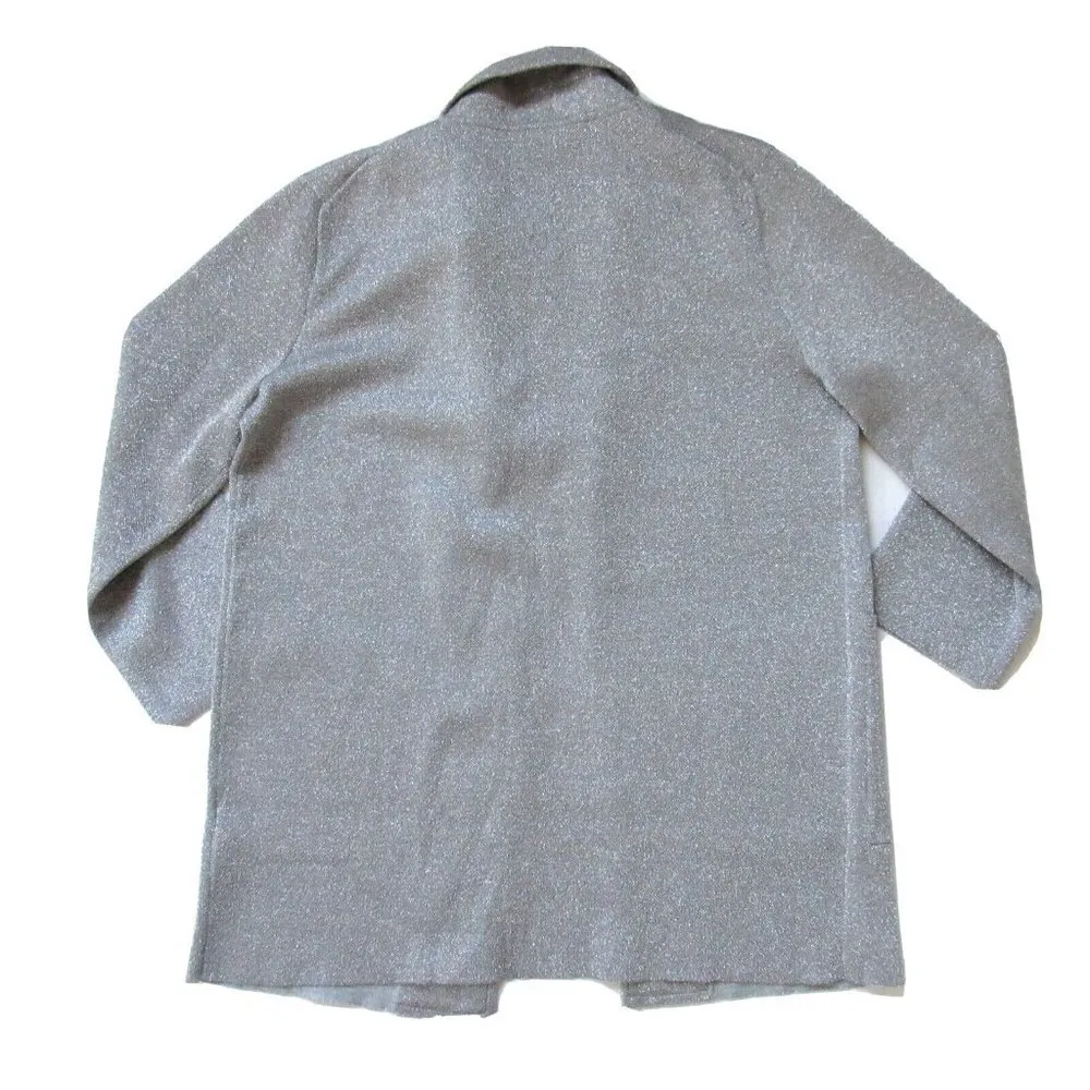 NWT J.Crew 365 Sparkly Sophie in Silver Lurex Gray Open-front Sweater Blazer XS - Image 7