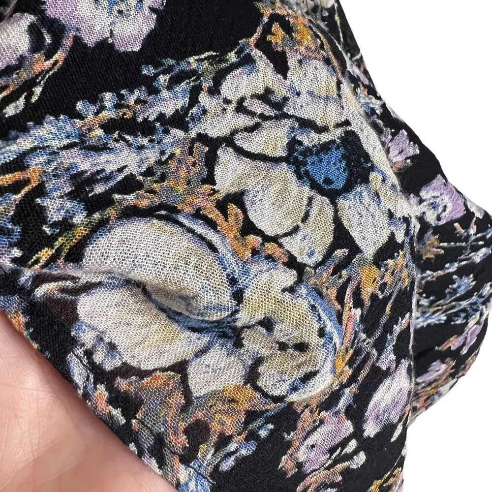 Free People Washed Ashore Black Floral Print Twist Back Mini Dress Size M - Image 7