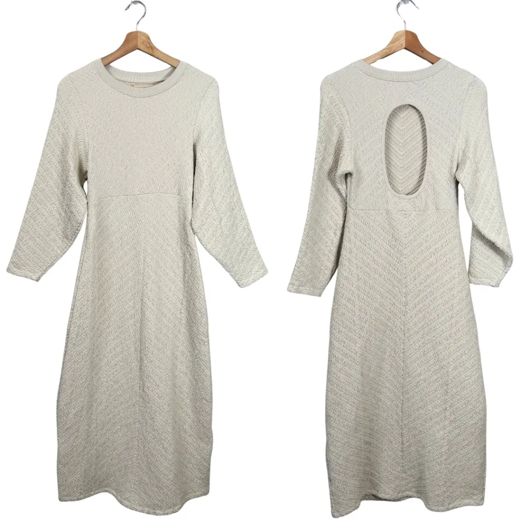 Free People Gabby Seamless Midi Dress Women's M/L Ivory Wet Plaster Textured NWT - Image 4