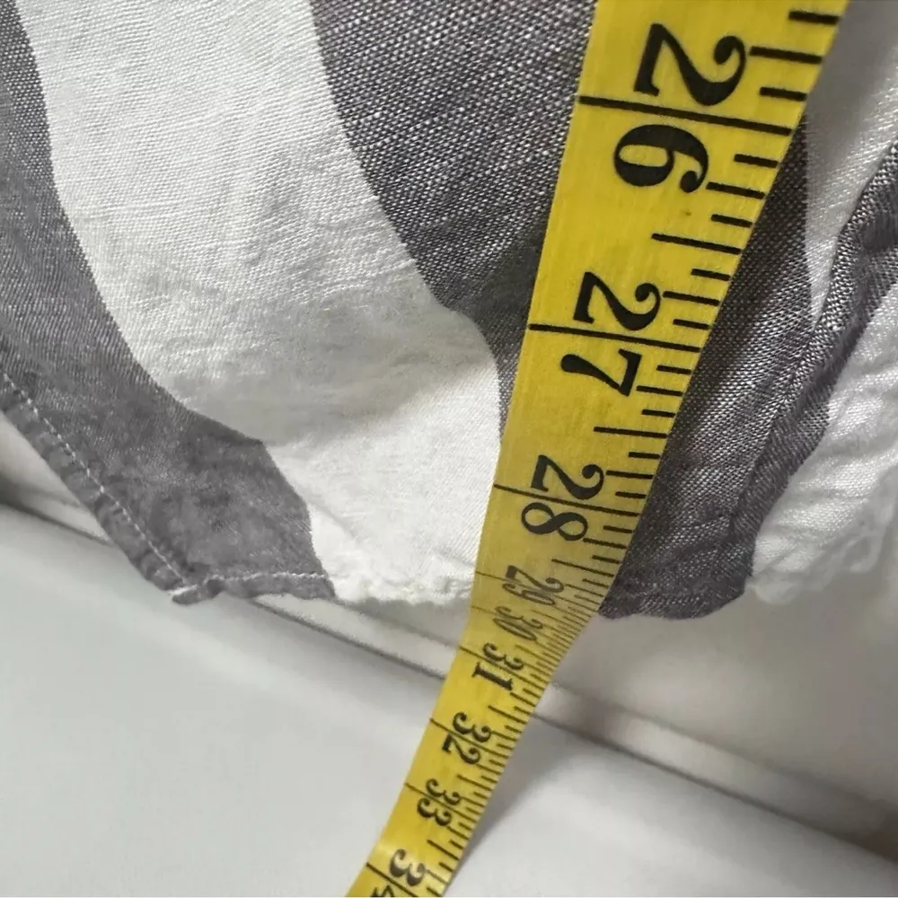 MADEWELL Skirt Midi Grey White Striped Overlay Wrap Tulip Hem Slit Linen Blend S - Image 8