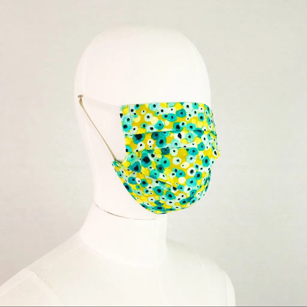 NEW 100% Cotton Printed Face Mask Yellow - Image 3