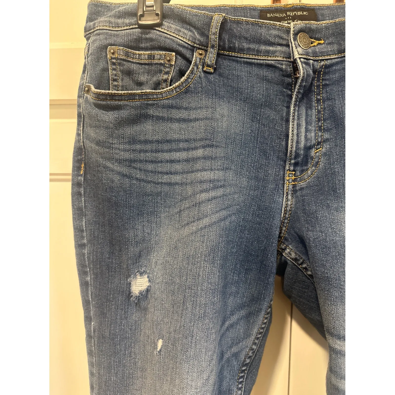 Banana Republic Girlfriend Jean Womens Size 29/8 Ripped Distressed Denim Blue - Image 3