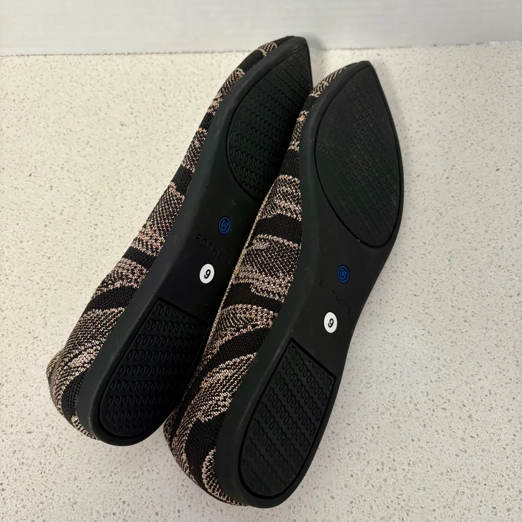 Rothy's The Point Flats Black and Gold Shimmer - Image 6