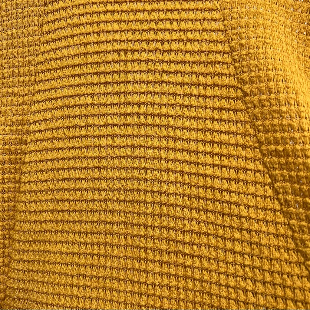 Oversized Mustard Yellow Blouse size Medium long sleeve waffle knit - Image 5