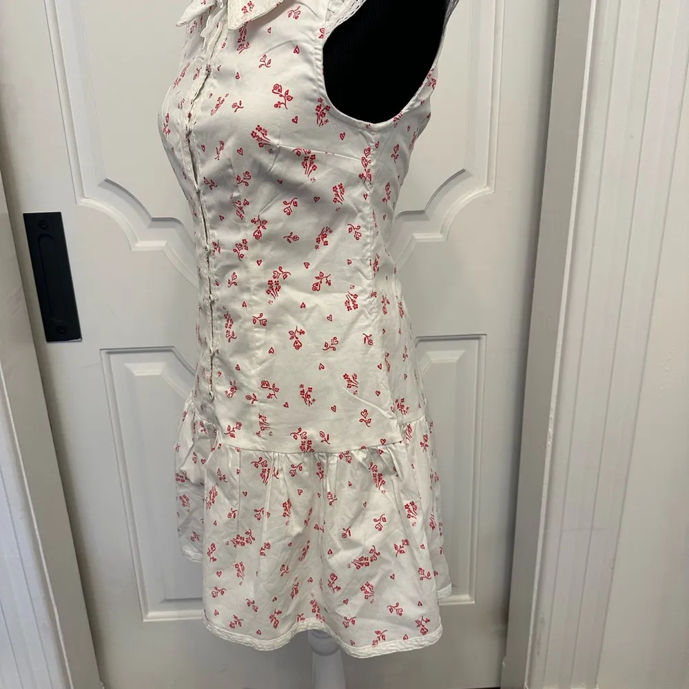 Free People Fitted Faux Shirtdress Open Back Hearts Collar Lace Trim Dress NWOT - Image 4