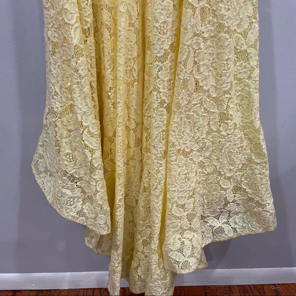 La Femme 28565 Yellow Lace Maxi Skirt ONLY 0 - Image 6