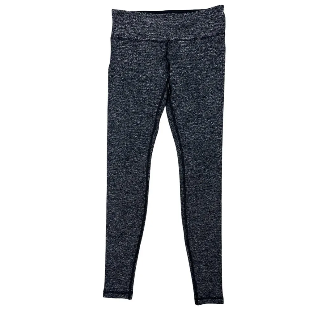 Lululemon Wunder Under Pant Size 6 Heathered Herringbone Heathered Black Black - Image 5