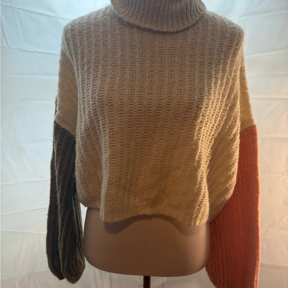 PrettyLittleThing Cream and Brown Cowl Neck Sweater - Image 6