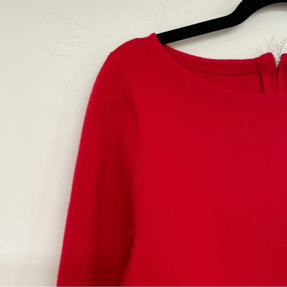 Tahari Red Long Sleeve Zip Up Back Blouse Womens M Preppy Classic Holiday Shirt - Image 3