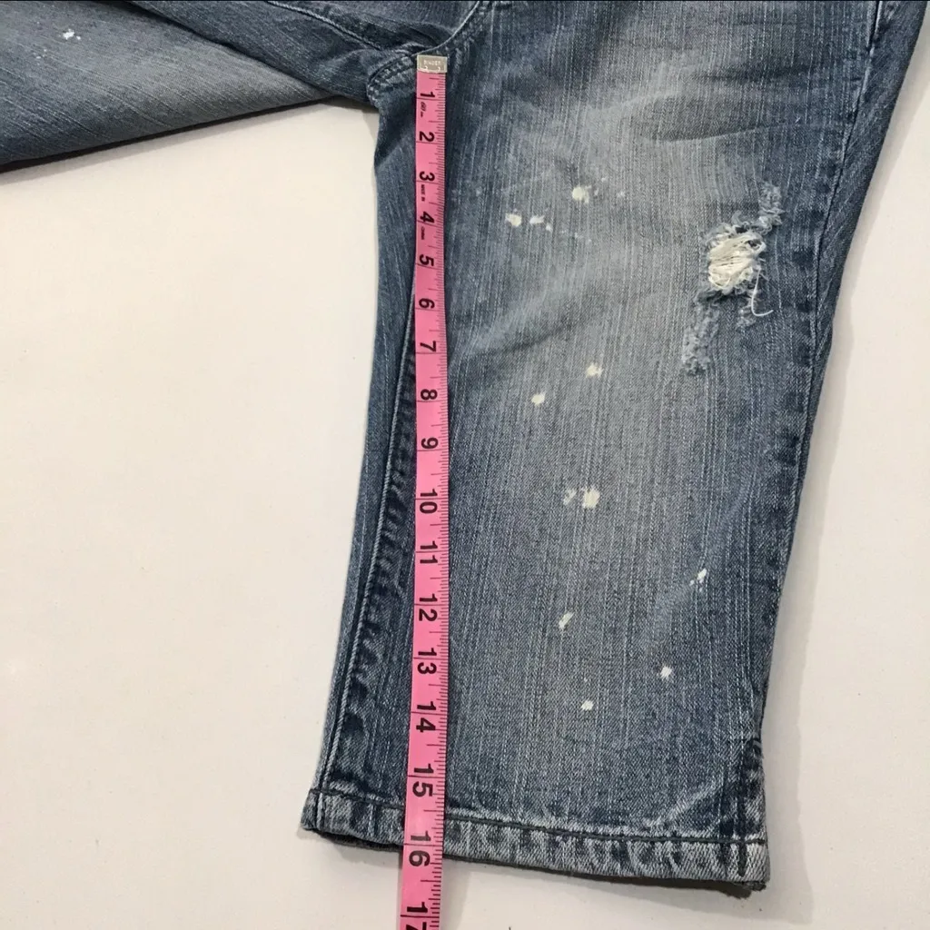 Hint Distressed Denim Jean Capri Shorts Blue Size 9 - Image 8