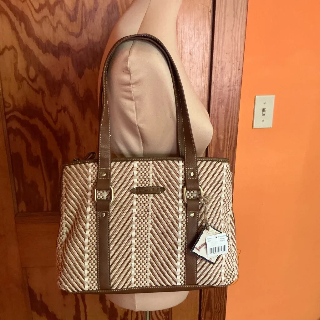 NWT Jamaica Bay Woven Tote | Neutral Brown & Cream Shoulder Bag - Image 10