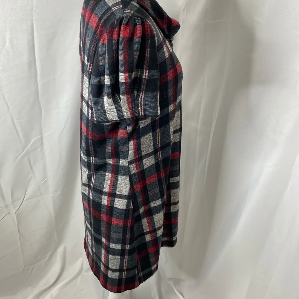 JH Collection cowl neck short sleeve plaid dress PL Gray Size undefined - Image 6