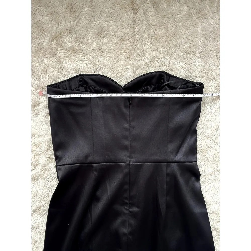 White House Black Market Sz 6 Black Satin Mini Strapless Dress Cocktail Formal - Image 8
