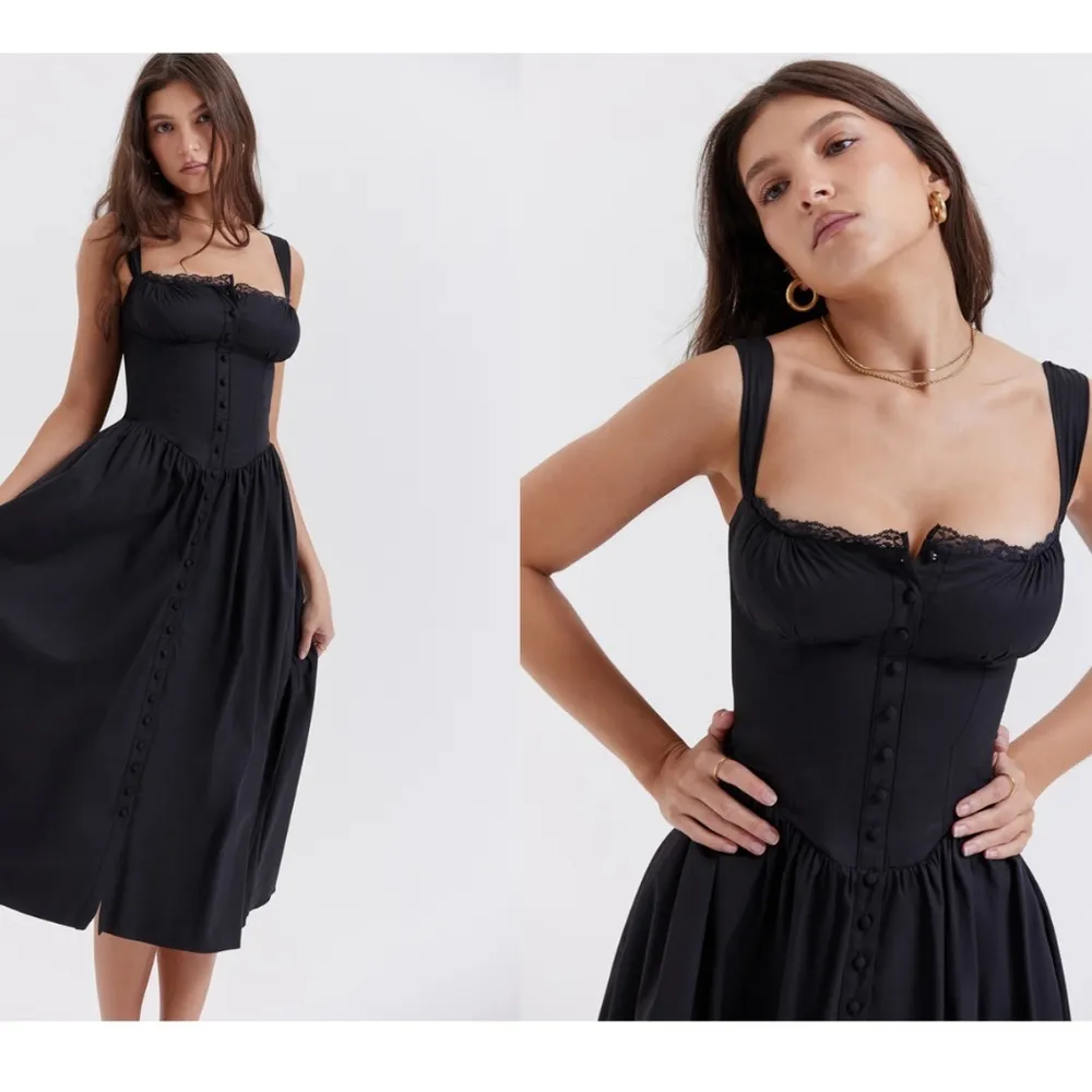 HOUSE OF CB 'Tatiana' Black Midi Sundress NWOT size XL‎ - Image 3