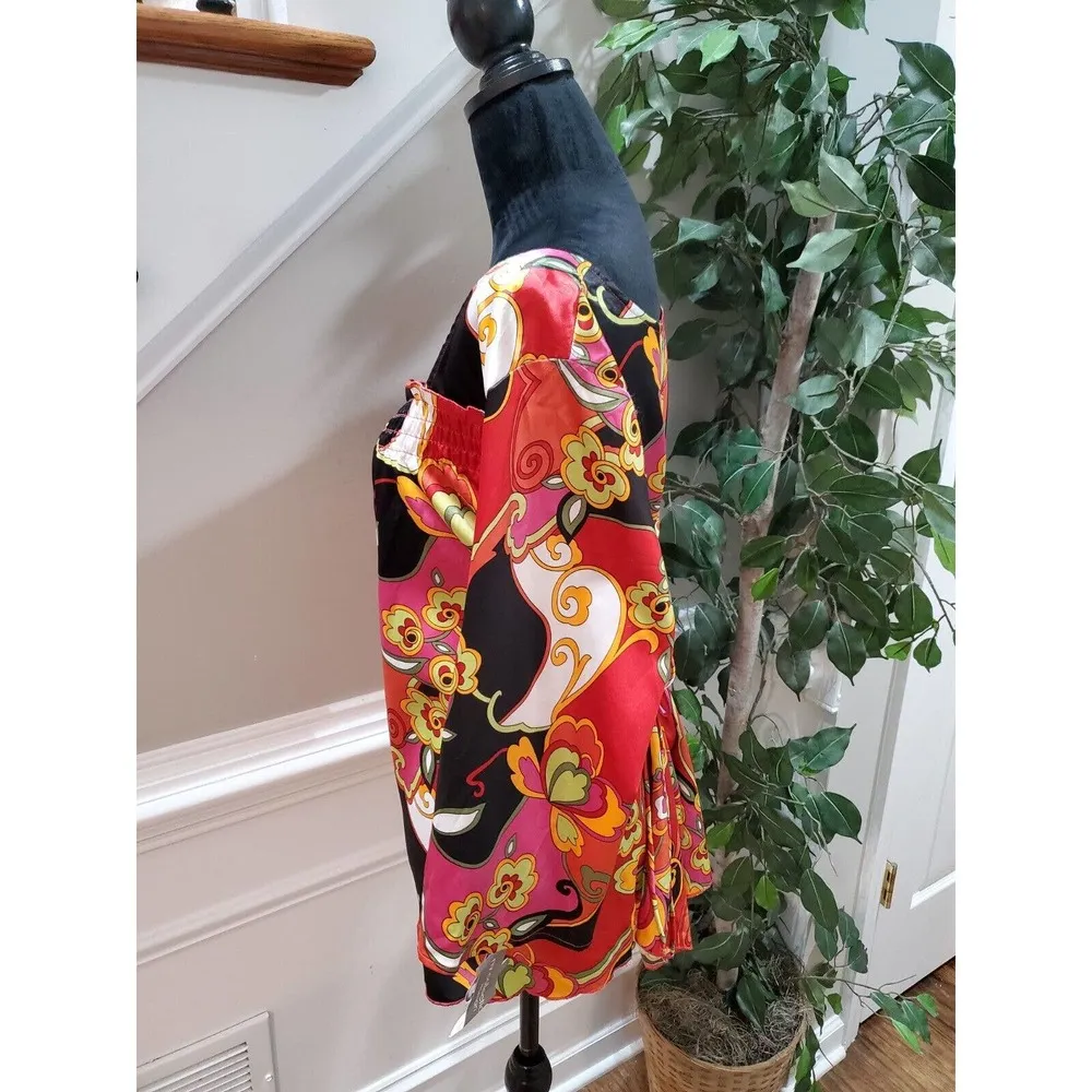 Ny Collection Women Floral Polyester Square Neck Long Sleeve Pullover Blouse 2X - Image 6