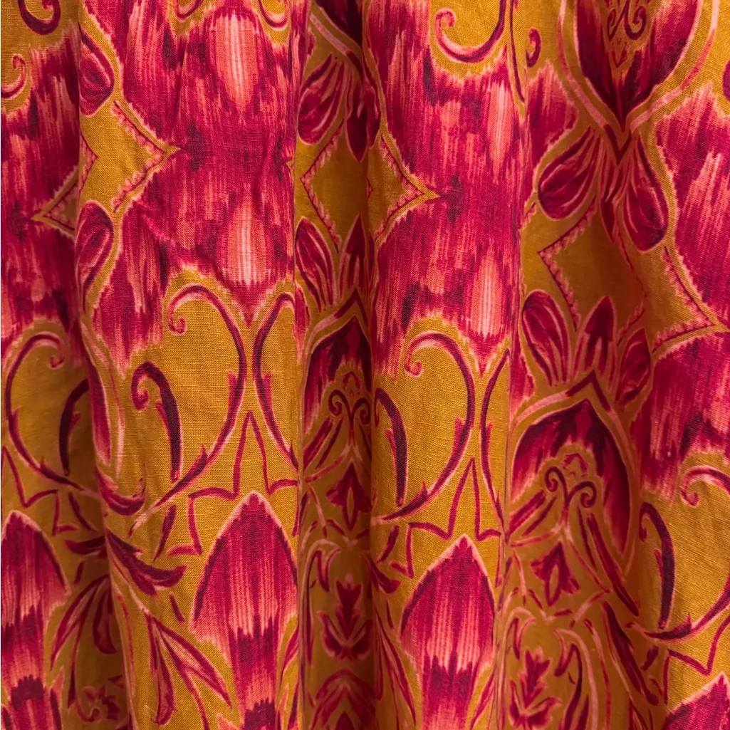 Nightcap Clothing XS Red Orange Bohemian Ruffle Hi Low Linen Blend Skirt - Image 4