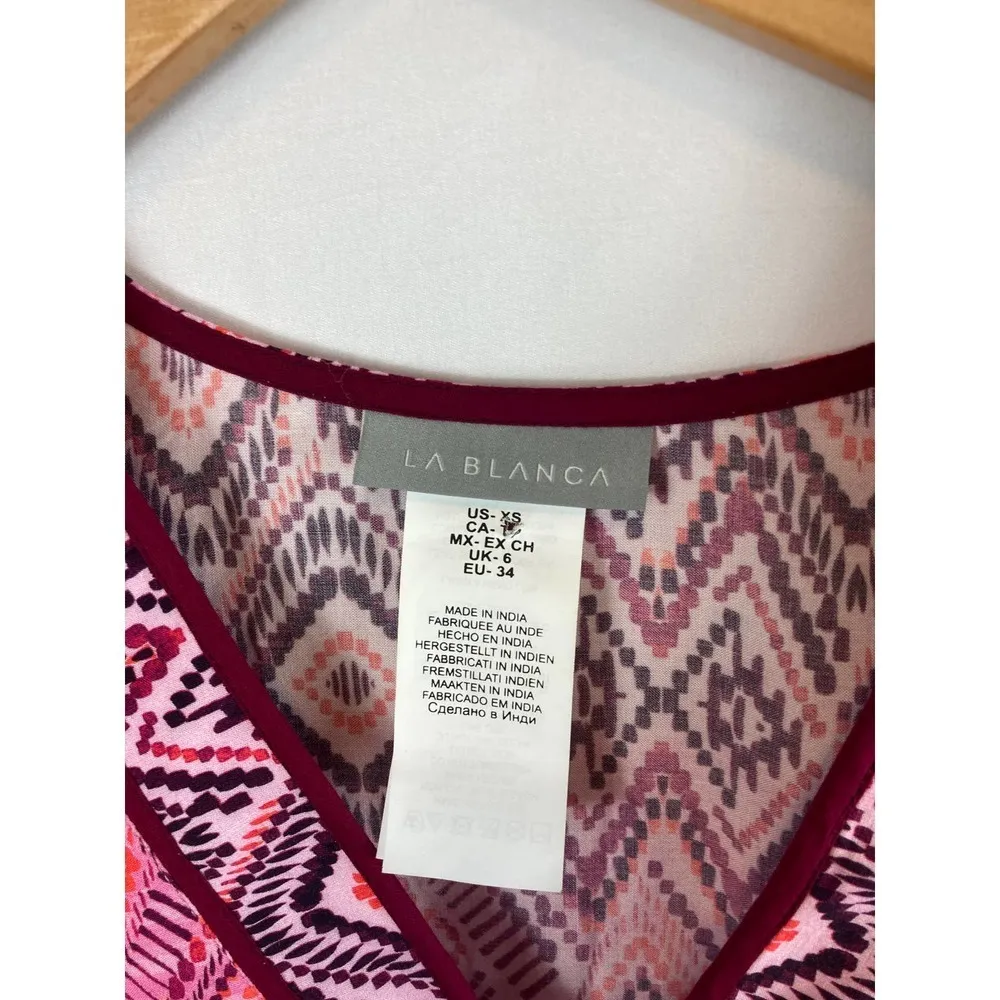 La Blanca V Neck Tunic Cover Up Dress Pink Size XS - Image 5