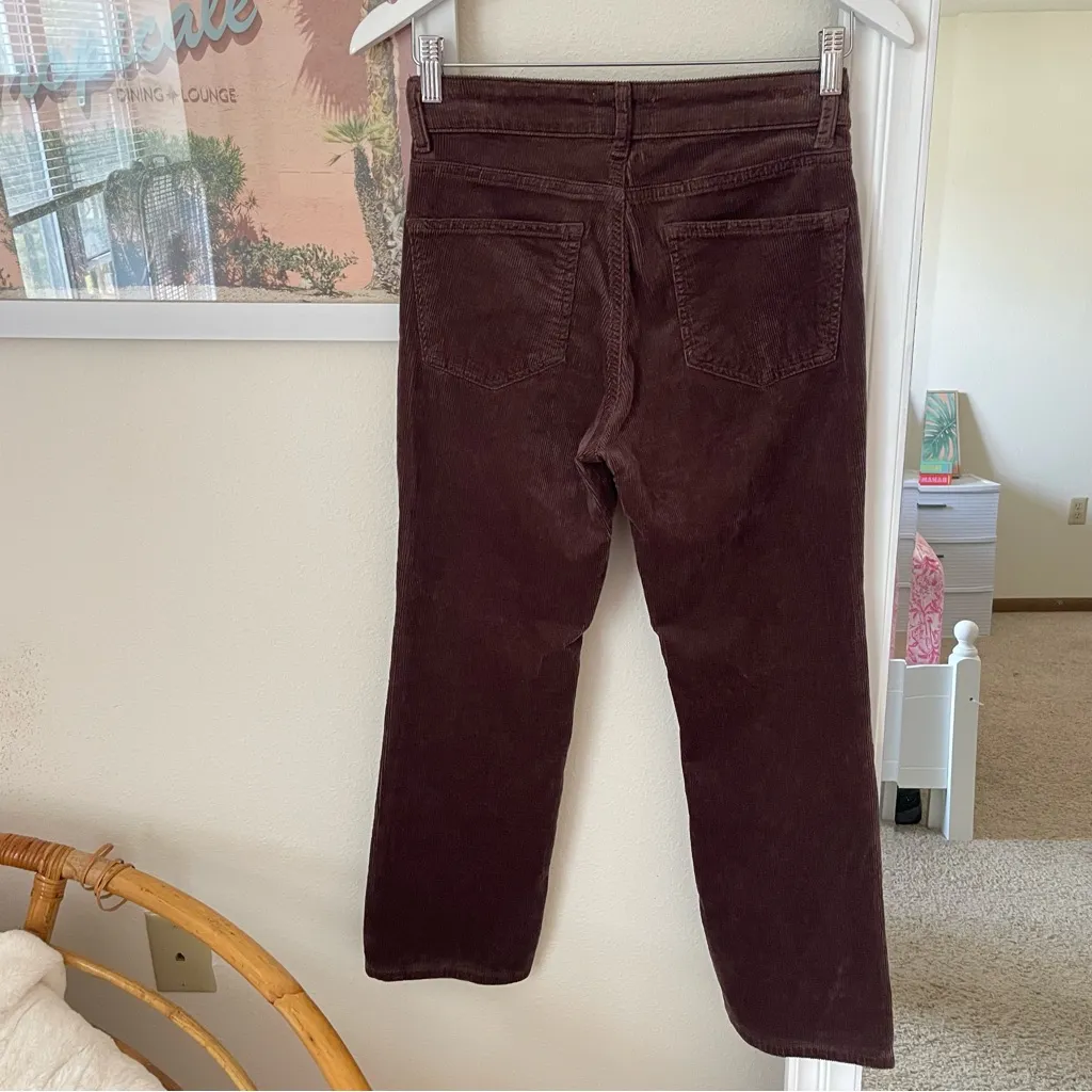 Anthropologie Pilcro Yaya Corduroy Crop Flare Pants in Dark Brown Size 27 - Image 8