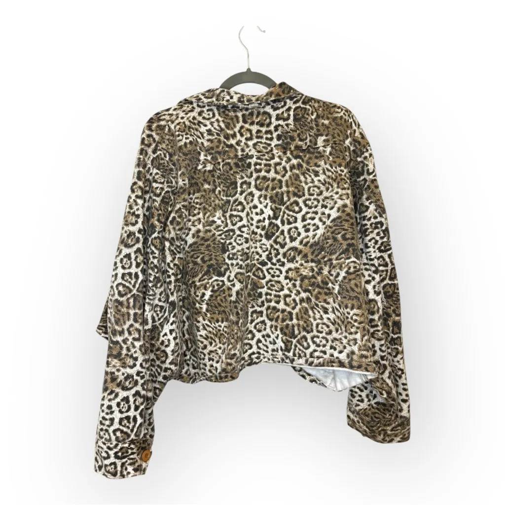 Giddy Up Glamour Leopard Print Cropped Jacket S/M Fits Like 2X Western Chic - Image 3