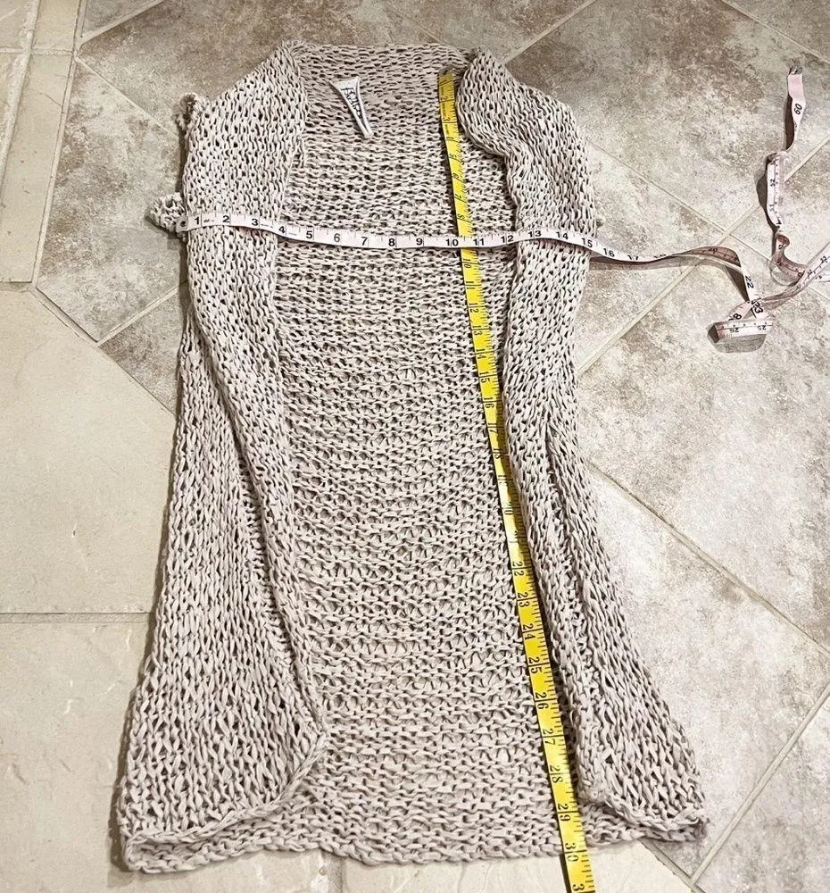 Future Paradise crochet knit open cap sleeve long cardigan coverup top b… Size M - Image 4