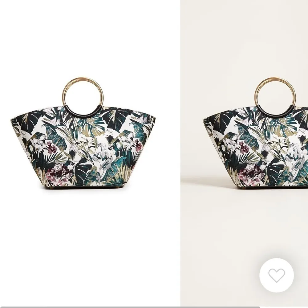 Flynn Hampton Flora Metallic Weave Floral Tote Bag Purse Metallic Ringed Handles Black - Image 7