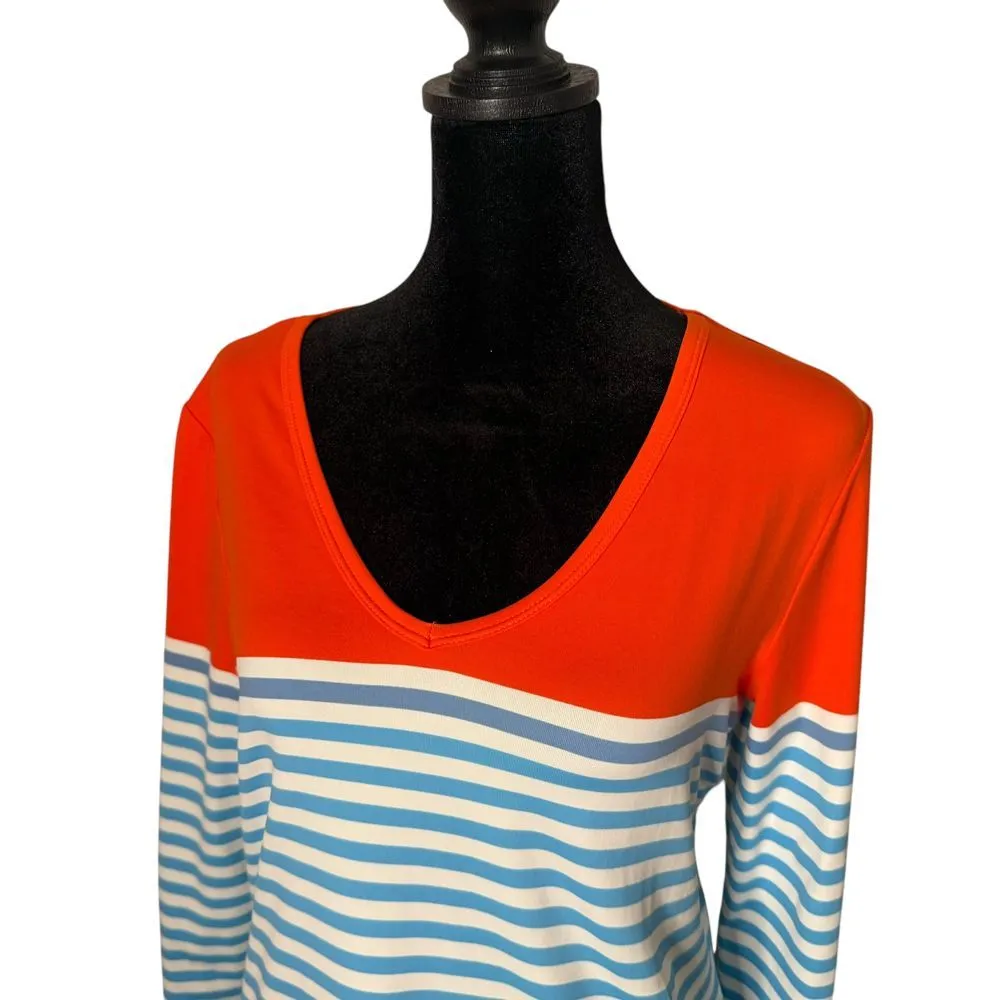 J. McLaughlin Catalina Cloth Striped Top Size S Orange Blue Coastal Preppy - Image 2