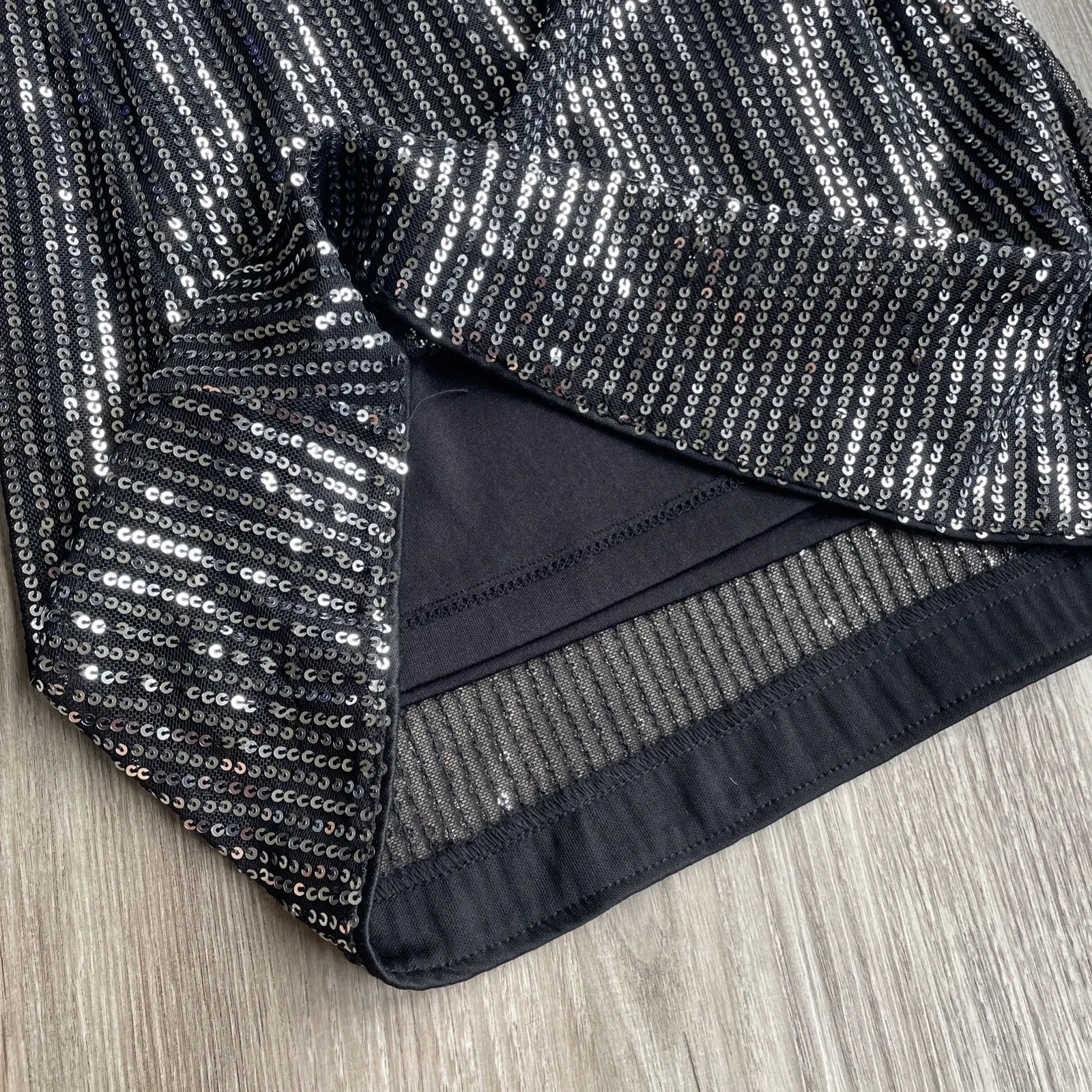 ALTAR'D‎ STATE Black/Silver High Waist Sequin Flare Pants XS Glam Festival Rave - Image 7