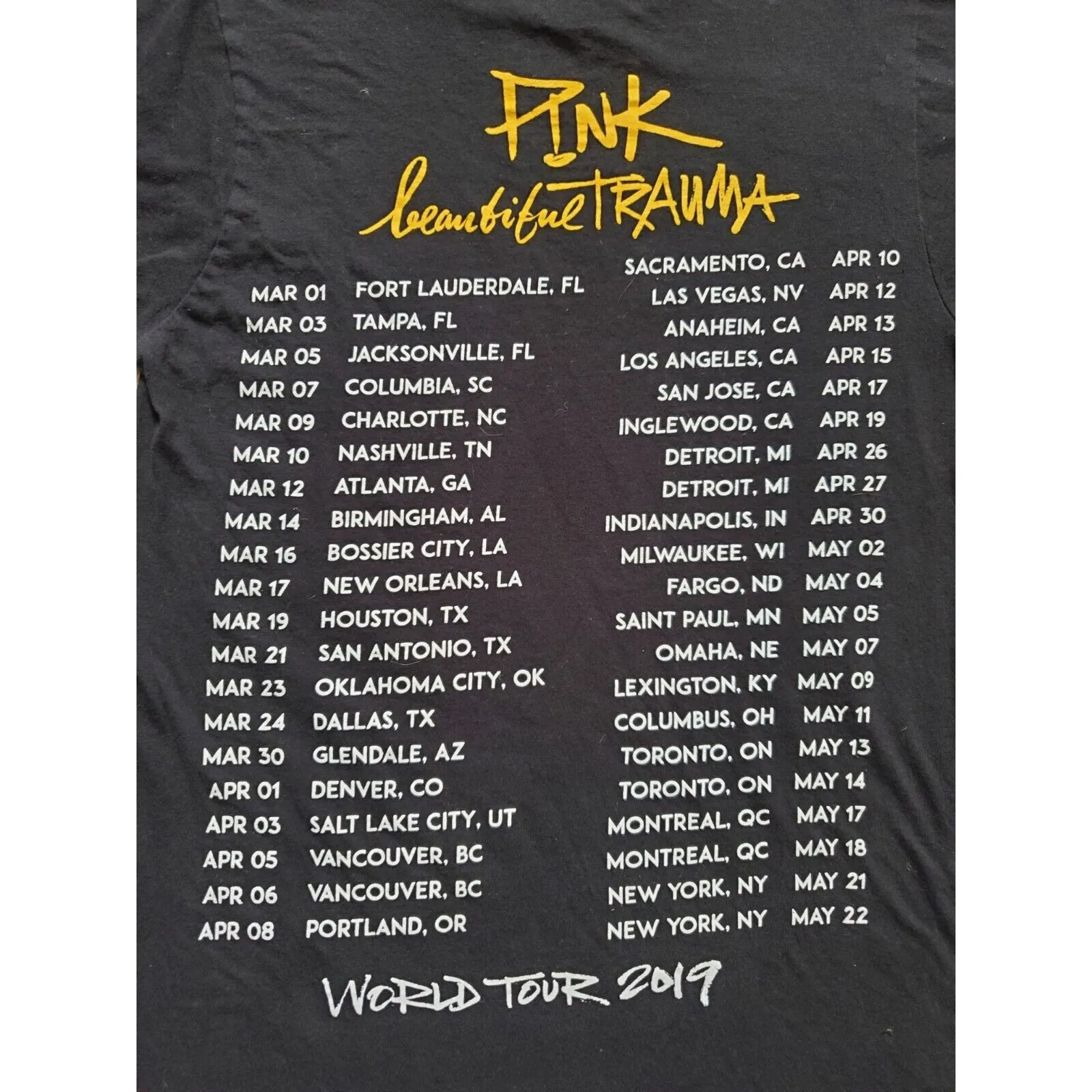 Pink Beautiful Trauma Shirt Women Small World Tour 2019 Black Graphic Tee Top Size undefined - Image 5