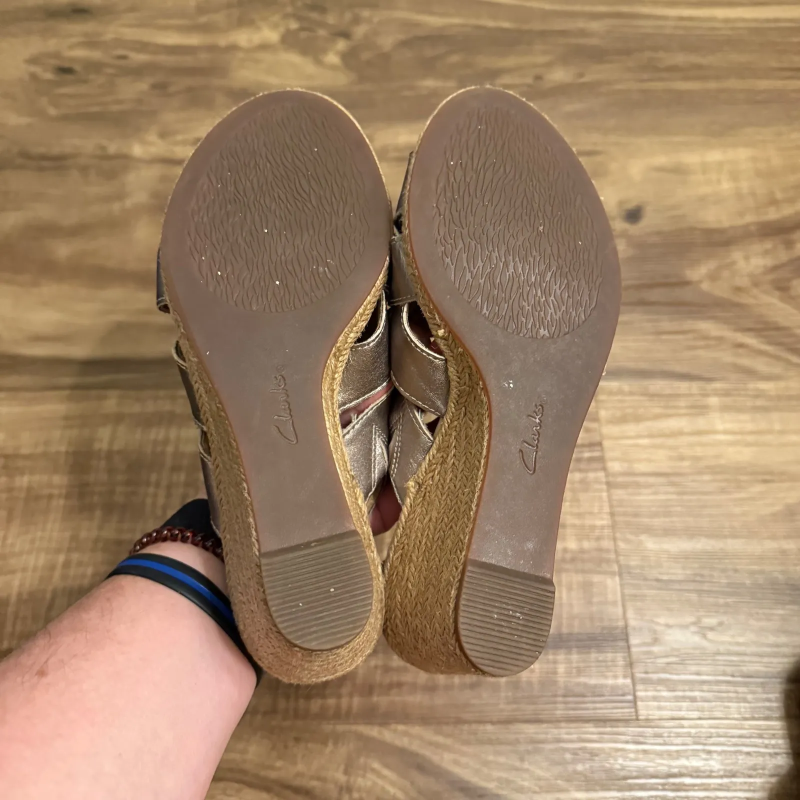 Clarks Collection Lafley Krissy Pewter Wedge Sandals‎ Espadrille Slingback Sz 7 - Image 6