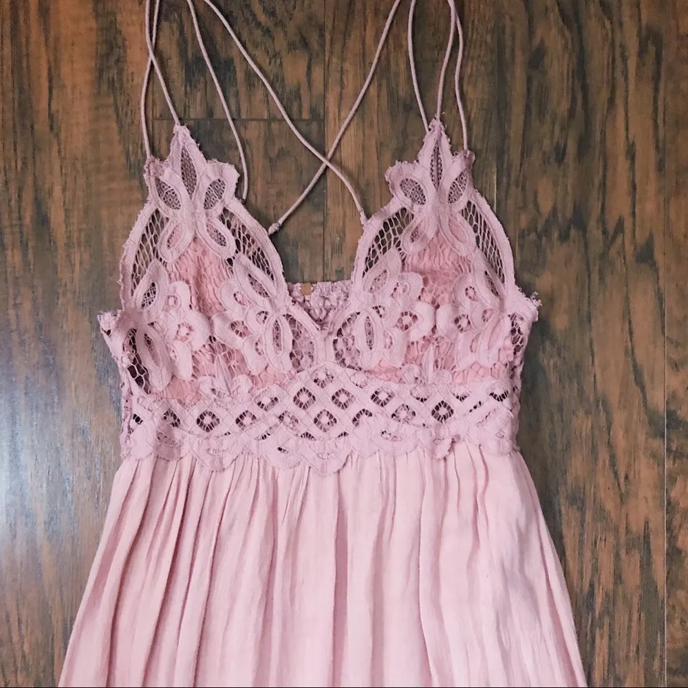 Free People • FP One Adella maxi slip dress rose pink lace bralette ruffle hem - Image 7